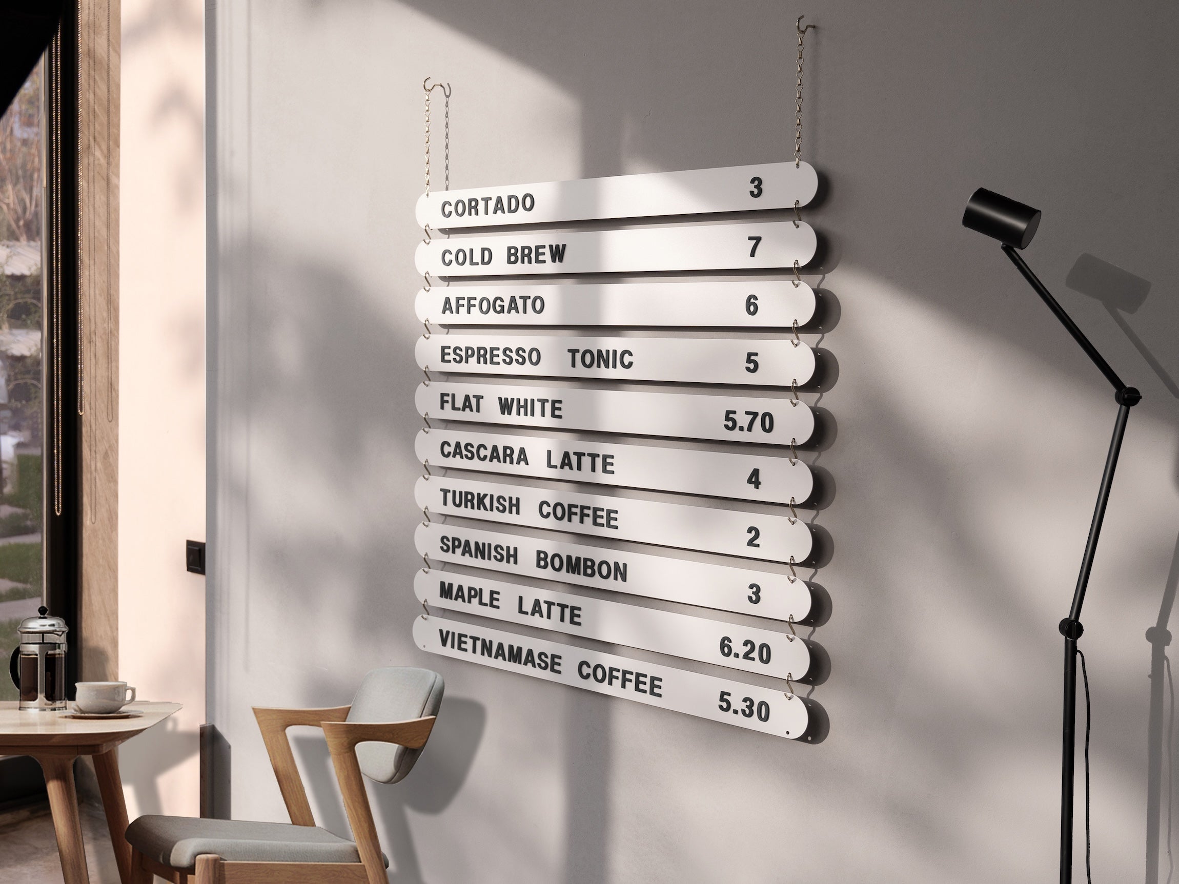 Hanging Magnetic Menu Board with White Plates