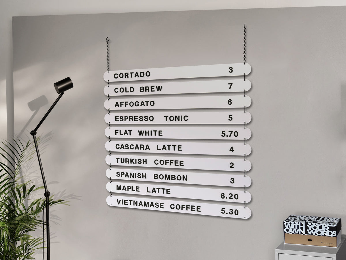 Hanging Magnetic Menu Board with White Plates