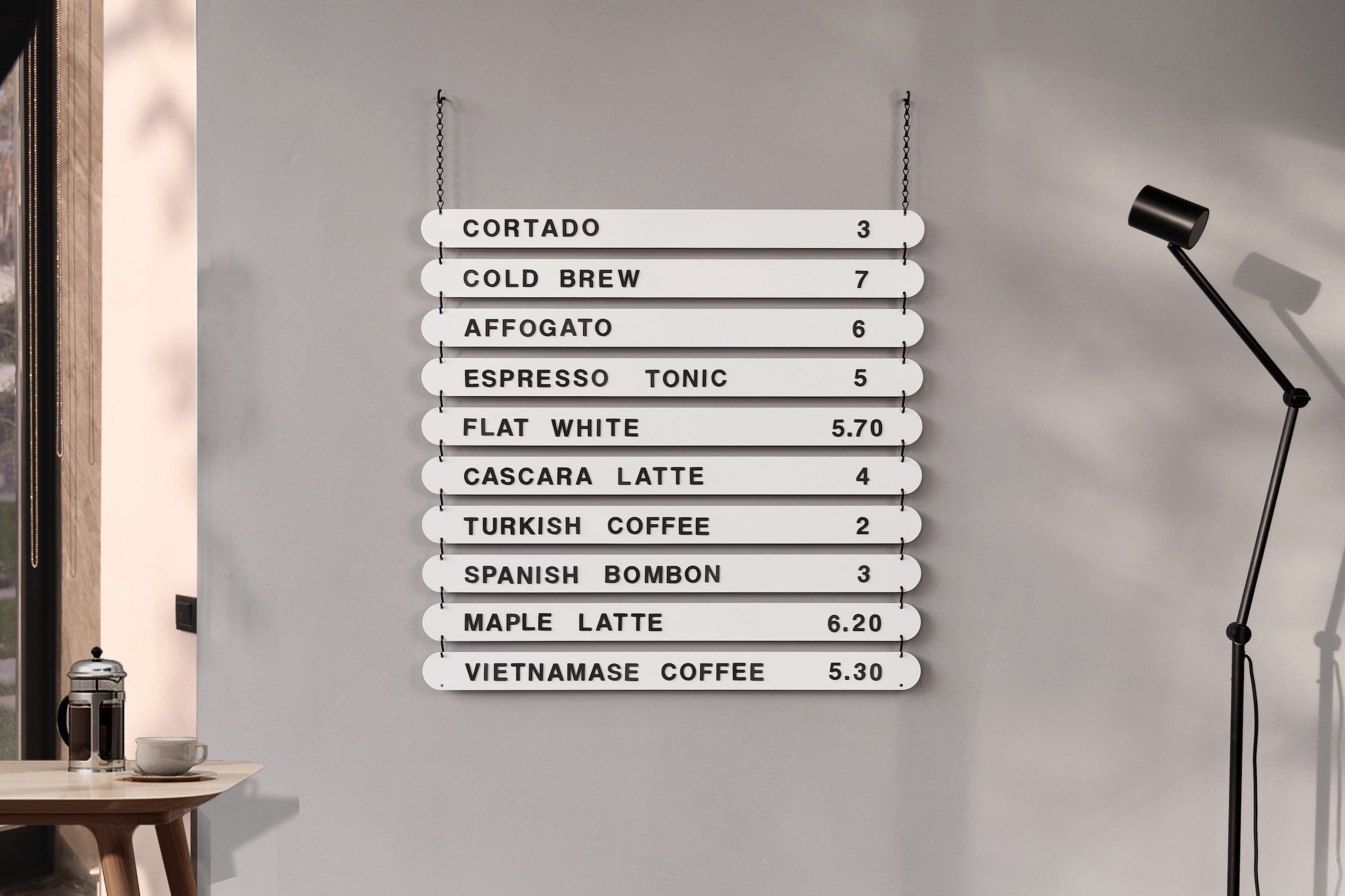 Hanging Magnetic Menu Board with White Plates