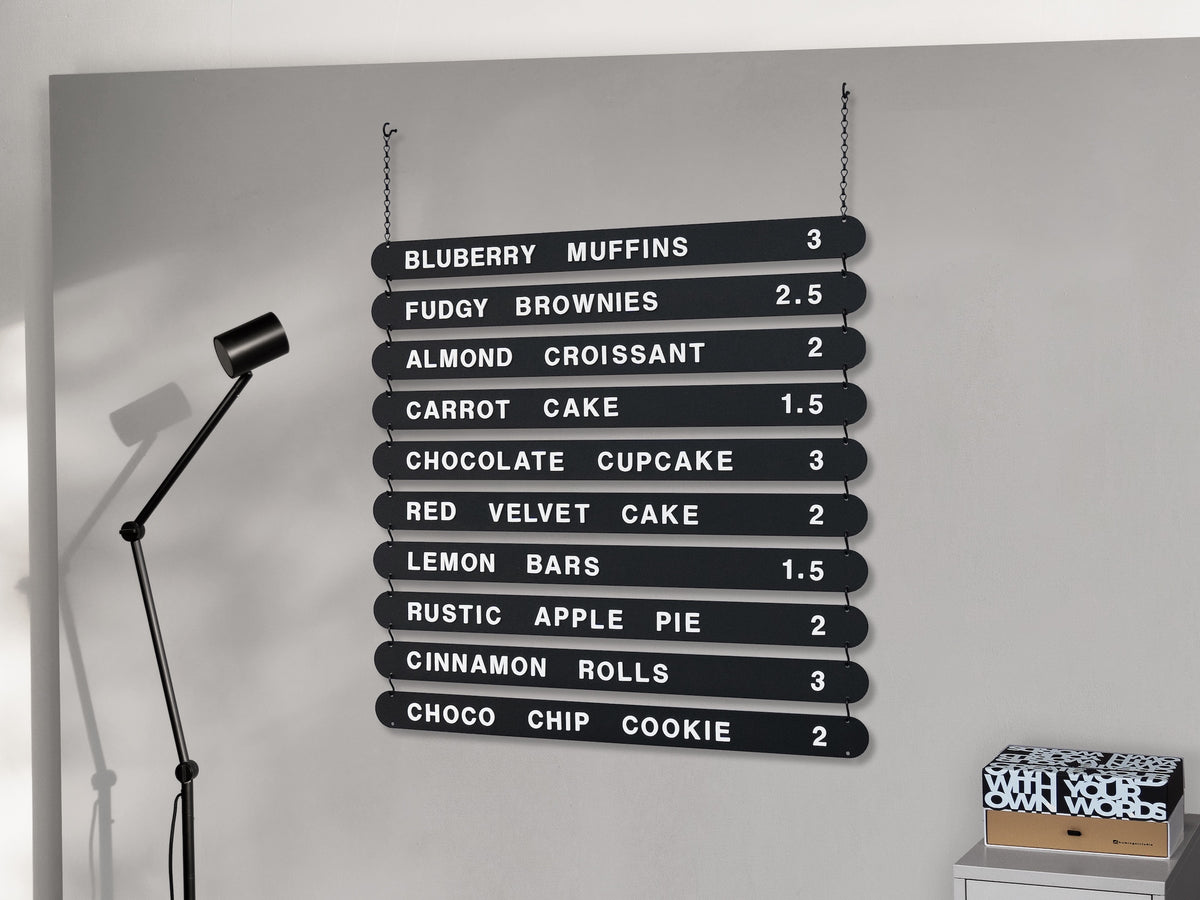Hanging Magnetic Menu Board with Black Plates