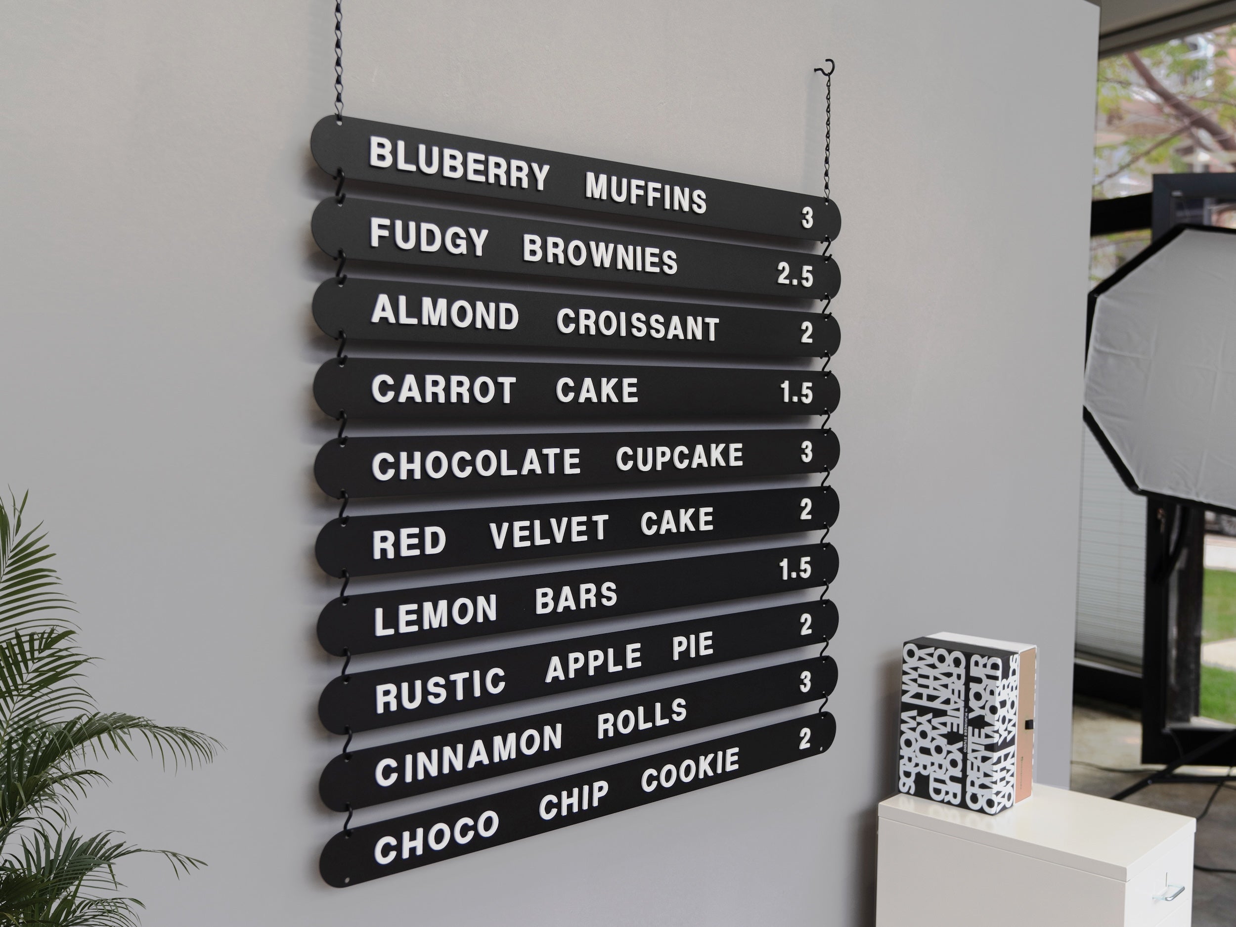 Hanging Magnetic Menu Board with Black Plates