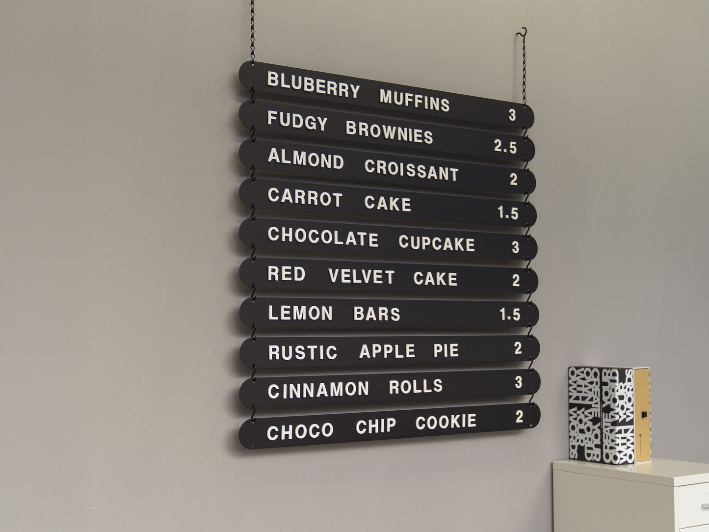 Hanging Magnetic Menu Board with Black Coated Steel Plates