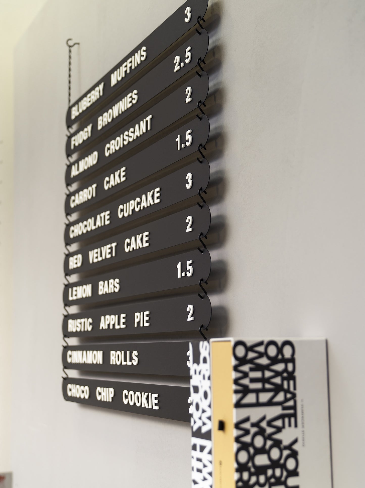 Hanging Magnetic Menu Board with Black Coated Steel Plates