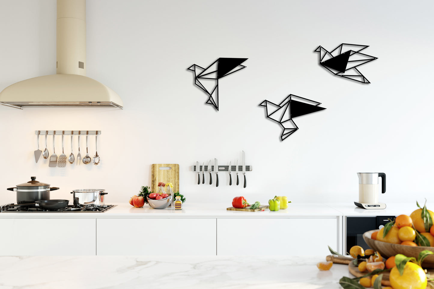 Geometric Metal Black Birds Wall Decor