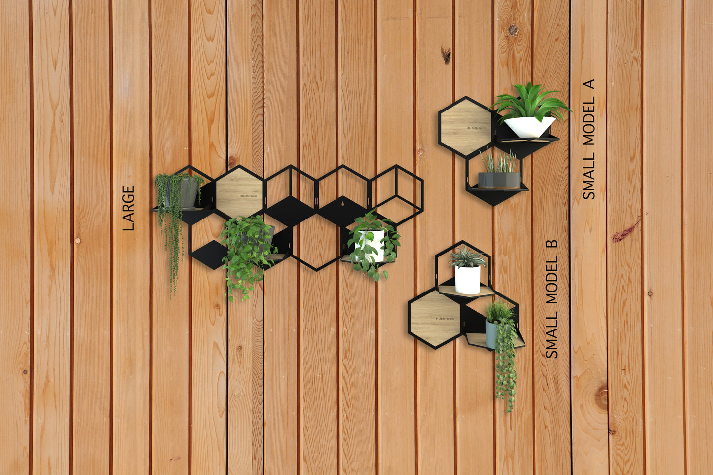 Oversized Metal Wall Decoration Set with Planter Shelves - 5 pieces