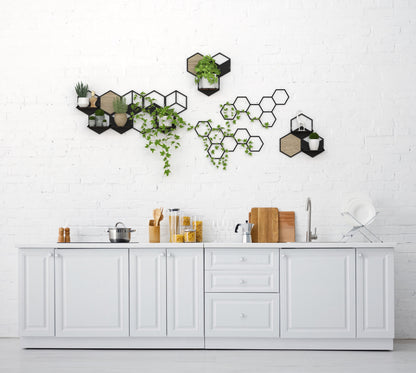 Oversized Metal Wall Decoration Set with Planter Shelves - 5 pieces