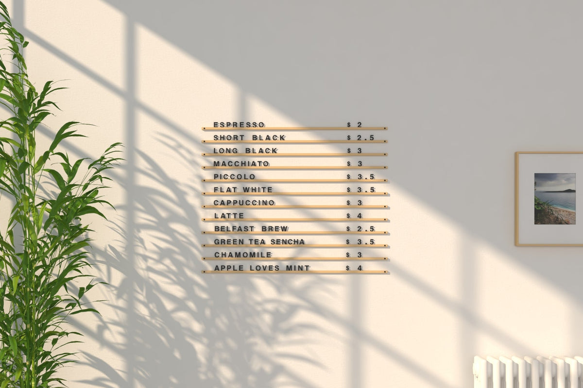 Press Letters Menu Board